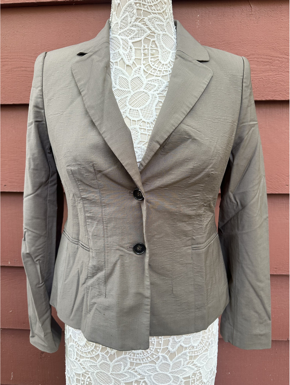 Ann Taylor Gray Blazer Jacket Classic Preppy Minimalist Workwear